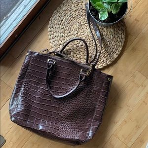 Brown Faux Alligator Skin Bag